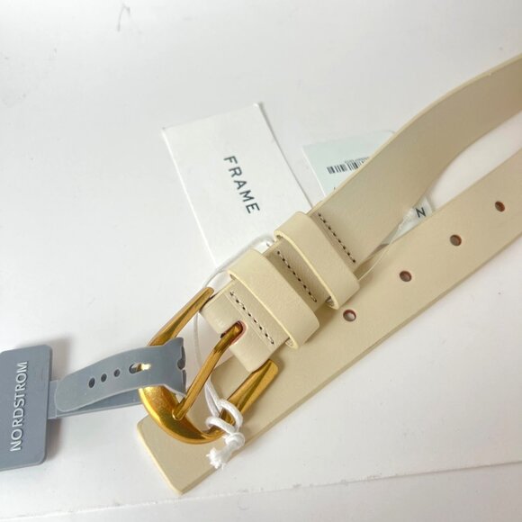 Frame Twist Buckle Leather Belt Ivory Color Size Medium main image 6